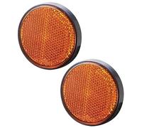 ZAPYVET bumper warning light 2Xtrailer Round Reflectors Yellow Amber Side, for Caravan Self Adhesive Stick-on Reflective, for Gate Posts E4(BLACK Round 2pcs Yellow)