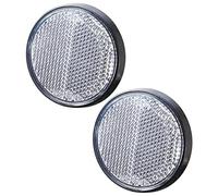 ZAPYVET bumper warning light 2Xtrailer Round Reflectors Yellow Amber Side, for Caravan Self Adhesive Stick-on Reflective, for Gate Posts E4(BLACK Round White 2Pieces)