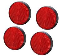ZAPYVET bumper warning light 2Xtrailer Round Reflectors Yellow Amber Side, for Caravan Self Adhesive Stick-on Reflective, for Gate Posts E4(BLACK Round 4pcs Red)
