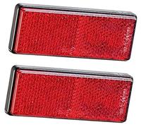 ZAPYVET bumper warning light 2Xtrailer Round Reflectors Yellow Amber Side, for Caravan Self Adhesive Stick-on Reflective, for Gate Posts E4(BLACK Rectangular 2pcs Red)