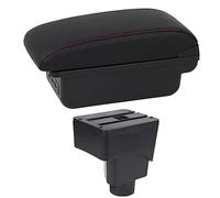 ZAPYVET Car Armrest Box Car Arm Rest Center Console Storage USB Car Accessory, for ford, for Ecosport, 2013-2017 Car Armrest(BLACK C1 Red Line)
