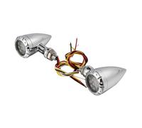 ZAPYVET Motorcycle Black Chrome 10mm Integrated Light Turn Signal, For Harley, Cruisers Choppers Custom Bikes Motorcycle Turn Signal Light(Chrome)