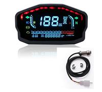ZAPYVET Motorcycle Speedometer Tachometer 10000RPM Water Temp Fuel Oil Level Gauge Digital Odometer 12H Clock Meter 1 2 4 Cylinders Bike Lcd Speed Monitor Screen(Gauge and Sensor)