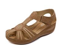 ZAPZEAL Ladies Flat Sandals Size 7 Women's Summer Roman Sandals Platform Wedge Flip Flop Shoes, Brown EU 40 = 7 UK