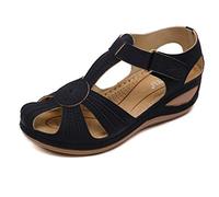 ZAPZEAL Summer Sandals Women's Roman Wedge Flip Flop Sandals Platform Heel Toe Post Shoes, Black EU 44 = 11 UK