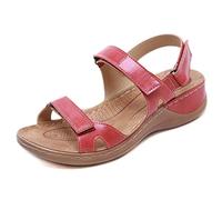 ZAPZEAL Summer Sandals Women's Roman Wedge Flip Flop Sandals Platform Heel Toe Post Shoes, Red EU 44 = 10 UK