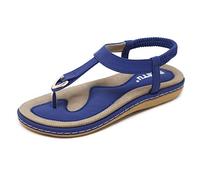 ZAPZEAL Women's Summer Boho Thongs Sandals Peep-Toe Flip Flops Flat Shoes with T-Strap Size 4-10 UK (A-Blue, Adult, Women, 5, Numeric, UK Footwear Size System, Medium)
