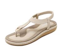 ZAPZEAL Women's Summer Boho Thongs Sandals Peep-Toe Flip Flops Flat Shoes with T-Strap Size 4-10 UK (A-Apricot, Adult, Women, 4, Numeric, UK Footwear Size System, Medium)