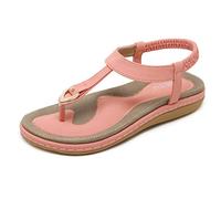 ZAPZEAL Women's Summer Boho Thongs Sandals Peep-Toe Flip Flops Flat Shoes with T-Strap Size 4-10 UK (A-Pink, Adult, Women, 6, Numeric, UK Footwear Size System, Medium)