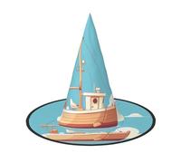 ZAQXSWCDEV A Ship On The Sea Surface Halloween Hat â€“ Spooky Party Costume Accessory With Full-Print Design â€“ Lightweight Foldable Witch Hat For Halloween, Carnival, Masquerade & Role Play Events