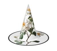 ZAQXSWCDEV Beautiful Camellia Flowers Halloween Hat â€“ Spooky Party Costume Accessory With Full-Print Design â€“ Lightweight Foldable Witch Hat For Halloween, Carnival, Masquerade & Role Play Events