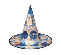 ZAQXSWCDEV Bridges In The City Halloween Hat â€“ Spooky Party Costume Accessory With Full-Print Design â€“ Lightweight Foldable Witch Hat For Halloween, Carnival, Masquerade & Role Play Events