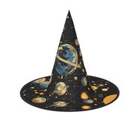ZAQXSWCDEV Cartoon Planet Halloween Hat â€“ Spooky Party Costume Accessory With Full-Print Design â€“ Lightweight Foldable Witch Hat For Halloween, Carnival, Masquerade & Role Play Events