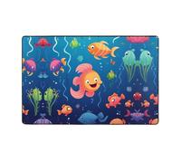 ZAQXSWCDEV Cartoon Sea Fish Luxurious 60x39in Carpet – Full-Width Single-Sided Print, Soft Flannel Fabric, High-Density Memory Foam, Non-Slip & Durable Base