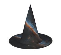 ZAQXSWCDEV Cosmic Starry Sky Halloween Hat â€“ Spooky Party Costume Accessory With Full-Print Design â€“ Lightweight Foldable Witch Hat For Halloween, Carnival, Masquerade & Role Play Events
