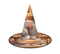 ZAQXSWCDEV Cute Cat Halloween Hat â€“ Spooky Party Costume Accessory With Full-Print Design â€“ Lightweight Foldable Witch Hat For Halloween, Carnival, Masquerade & Role Play Events