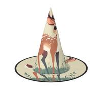 ZAQXSWCDEV Cute Little Deer Halloween Hat – Spooky Party Costume Accessory With Full-Print Design – Lightweight Foldable Witch Hat For Halloween, Carnival, Masquerade & Role Play Events