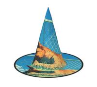 ZAQXSWCDEV Cute Little Dog Halloween Hat – Spooky Party Costume Accessory With Full-Print Design – Lightweight Foldable Witch Hat For Halloween, Carnival, Masquerade & Role Play Events