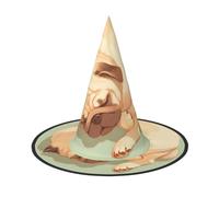 ZAQXSWCDEV Cute Little Dog Halloween Hat – Spooky Party Costume Accessory With Full-Print Design – Lightweight Foldable Witch Hat For Halloween, Carnival, Masquerade & Role Play Events