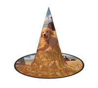 ZAQXSWCDEV Dogs Running In The Fields Halloween Hat â€“ Spooky Party Costume Accessory With Full-Print Design â€“ Lightweight Foldable Witch Hat For Halloween, Carnival, Masquerade & Role Play Events