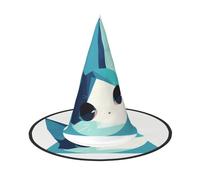 ZAQXSWCDEV Geometric Shape Cat Halloween Hat â€“ Spooky Party Costume Accessory With Full-Print Design â€“ Lightweight Foldable Witch Hat For Halloween, Carnival, Masquerade & Role Play Events