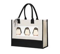 ZAQXSWCDEV Penguin Canvas Gift Shopping Bag – Durable, Reusable, And Stylish Tote For Everyday Use And Special Occasions