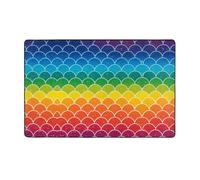 ZAQXSWCDEV Rainbow Fish Luxurious 60x39in Carpet – Full-Width Single-Sided Print, Soft Flannel Fabric, High-Density Memory Foam, Non-Slip & Durable Base