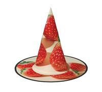ZAQXSWCDEV Red Strawberries Halloween Hat â€“ Spooky Party Costume Accessory With Full-Print Design â€“ Lightweight Foldable Witch Hat For Halloween, Carnival, Masquerade & Role Play Events