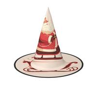 ZAQXSWCDEV Santa Claus And The Sled Halloween Hat – Spooky Party Costume Accessory With Full-Print Design – Lightweight Foldable Witch Hat For Halloween, Carnival, Masquerade & Role Play Events