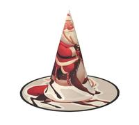 ZAQXSWCDEV Santa Claus Riding A Deer Halloween Hat – Spooky Party Costume Accessory With Full-Print Design – Lightweight Foldable Witch Hat For Halloween, Carnival, Masquerade & Role Play Events