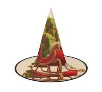 ZAQXSWCDEV Santa'S Sleigh Halloween Hat – Spooky Party Costume Accessory With Full-Print Design – Lightweight Foldable Witch Hat For Halloween, Carnival, Masquerade & Role Play Events