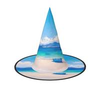 ZAQXSWCDEV Small Boat On The Seashore Halloween Hat â€“ Spooky Party Costume Accessory With Full-Print Design â€“ Lightweight Foldable Witch Hat For Halloween, Carnival, Masquerade & Role Play Events