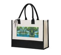 ZAQXSWCDEV Willow Trees By The River Canvas Gift Shopping Bag â€“ Durable, Reusable, And Stylish Tote For Everyday Use And Special Occasions