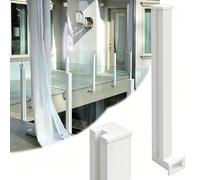 ZAQYCM Deck Balcony Side Mount Glass Balustrade Posts White - Stainless Steel Square Glass Fence Railing Panel Clamps, Stairway/Patio/Hallway Loft/Outside Steps(Right End Post,75cm/30 in)