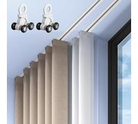 ZAQYCM Hidden Track Curtain Rod White, Recessed Curtain Rails Ceiling Mount with 4 Wheeled Hooks and Removable End Stop, 5 8 10 12 13 14 15 16 18 20 30 40 50 60 Ft Cuttable(7m/23ft)