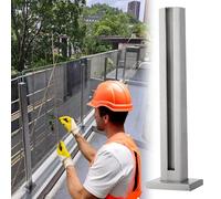 ZAQYCM Landing Frameless Glass Balustrade Kit, Clear View Toughened Glass Panels Fence Baluster for Decking/Stairs/Outdoors Guardrail, 8-10mm Staircase Railing Clamp(Silver End Post,105cm/41.3 in)