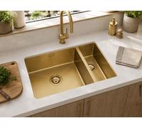 Zara 1.5 LH Bowl Undermount Kitchen Sink 590 x 440mm Brushed Gold