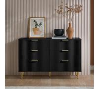 Zara Chest - 6 Drawer - Fluted - Black - Gold Legs