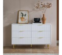 Zara Chest - 6 Drawer - Fluted - White - Gold Legs
