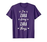 Zara I'm Doing Things Personalized Name Funny Saying T-Shirt, Men, Purple, Small
