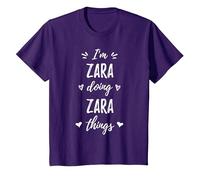 Zara I'm Doing Things Personalized Name Funny Saying T-Shirt, Youth, Purple, Small