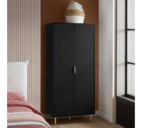 Zara Wardrobe - 2 Door - Fluted - Black - Gold Legs