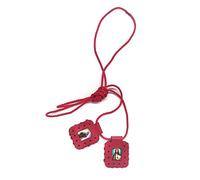 Zaraleas Leather Scapular of The Sacred Heart of Jesus, Virgin of Carmen, Guadalupe & St. Michael Arcangel. Handmade. 2cm x 3cm (Red)