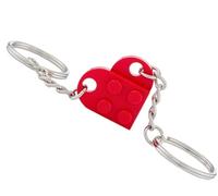 ZARAMI (2 Heart Keychain Set & blue pouch) for Couples Heart Keychain for Boyfriend Girlfriend Small Cute Brick Heart Matching Keychains
