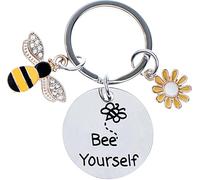 ZARAMI Bee Gifts for Women Inspirational Gifts for Women Leaving Gifts for Colleagues Women Bee and Flower Personalised mother's day Bee Yourself Keyring For Girls Boys Best Friend.