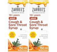Zarbee's Adult Cough and Sore Throat Syrup, 150 ml, Honey-Based Relief for Dry or Chesty Cough, Sore Throat Relief, Alcohol Free, No Artificial Colours or Flavours, Suitable for Adults (Pack of 2)