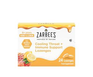 Zarbee's Honey & Lemon Cooling Throat + Immune Support Lozenges 24's