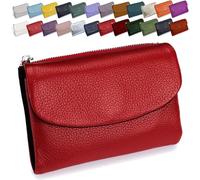 zardvern Unisex Pebble Leather Wallet, Short Genuine Leather Coin Card Holder, Women's RFID Small Leather Bifold Wallet with Card Holder & Coin Purse, #12, Short Genuine Leather Coin Card Holder