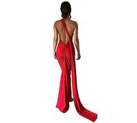 Zarekian Women Sexy Backless Dress Bodycon Sleeveless Open Back Maxi Dress Going Out Elegant Party Cocktail Long Dress (Large, Red)