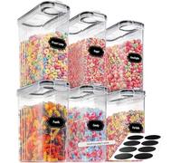 Zargun 4L Transparent Cereal Storage Containers - BPA-Free Clear Plastic with Airtight Flip-Top Lids and Labels for Effortless Organization - Perfect for Cereal, Cornflakes, and Dry Food Storage (6)